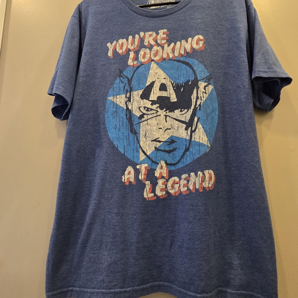 Old Navy Blue Captain America Graphic Tee - "You're Looking at a Legend"
